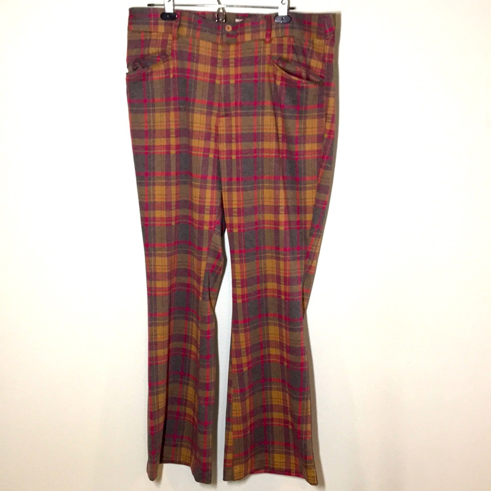 Anthropologie knit plaid trousers